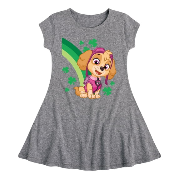 Nickelodeon - Paw Patrol - St. Patrick's Day - Skye with Clovers and A Rainbow - Toddler And Youth Girls Fit And Flare Dress