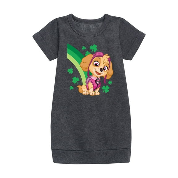 Nickelodeon - Paw Patrol - St. Patrick's Day - Skye with Clovers and A Rainbow - Toddler And Youth Girls Fleece Dress