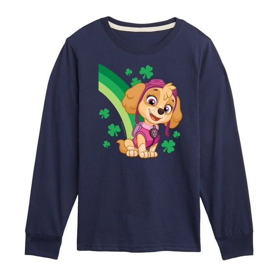 Nickelodeon - Paw Patrol - St. Patrick's Day - Skye with Clovers and A Rainbow - Toddler And Youth Long Sleeve Graphic T-Shirt