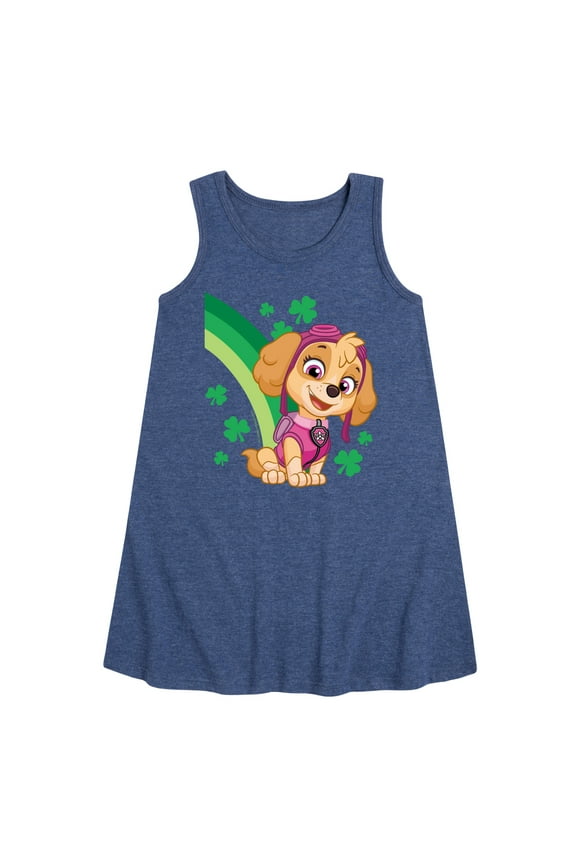 - Paw Patrol - St. Patrick's Day - Skye with Clovers and A Rainbow - Toddler and Youth Girls A-line Dress