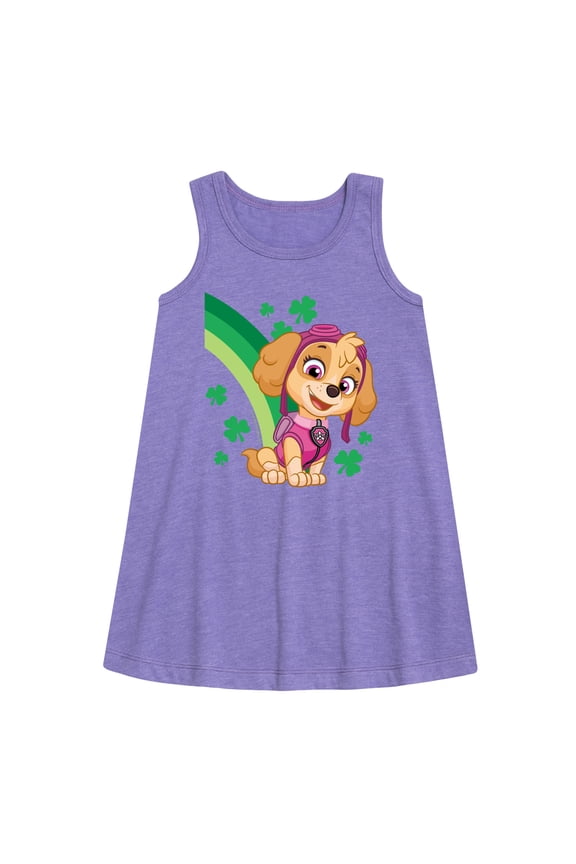 - Paw Patrol - St. Patrick's Day - Skye with Clovers and A Rainbow - Toddler and Youth Girls A-line Dress