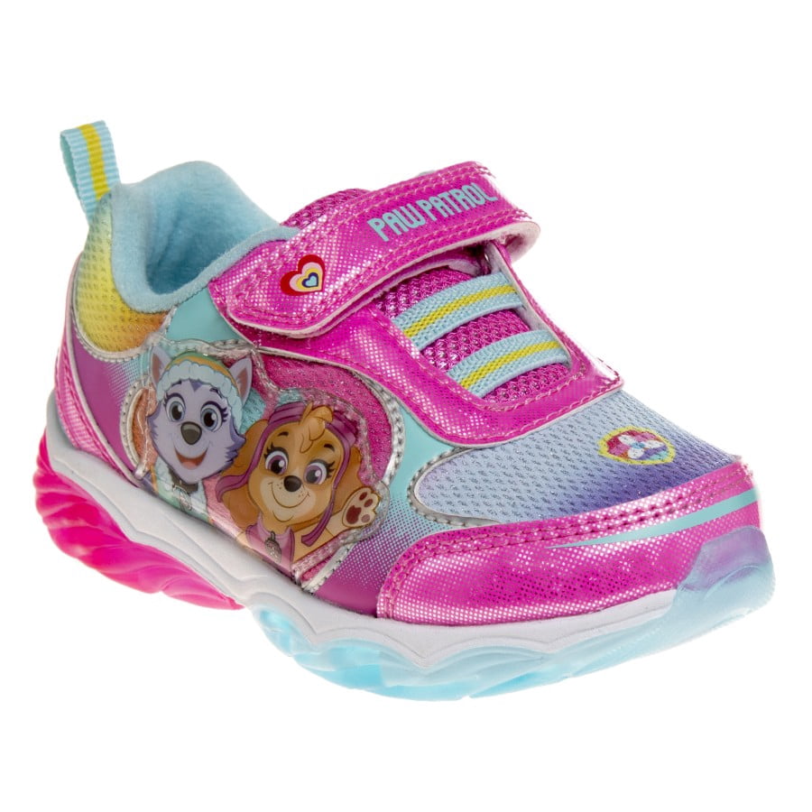 Nickelodeon Paw Patrol Toddler Girls Sneakers W 5 White Lights, Pink Blue, Size 8