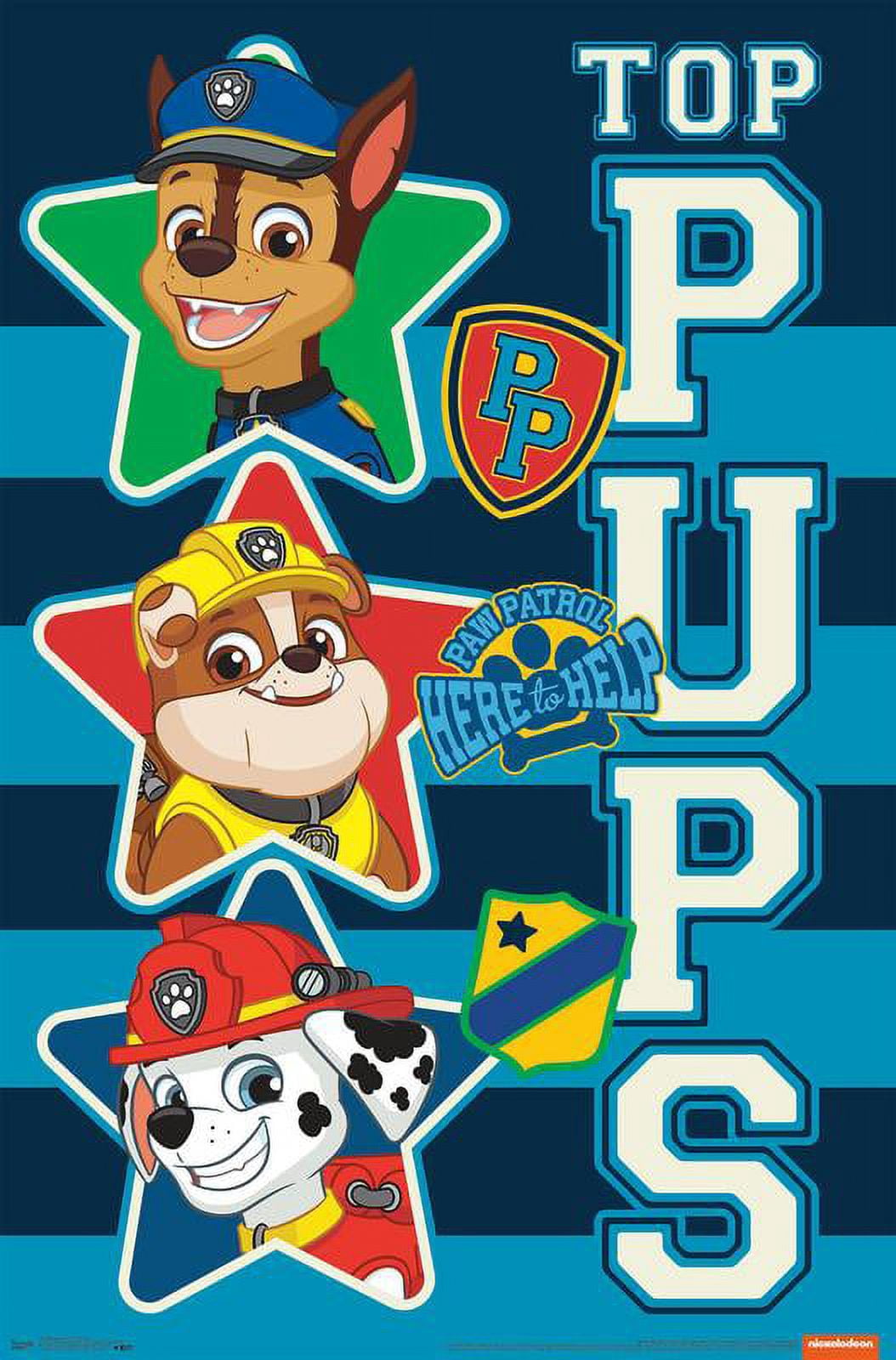 Nickelodeon Paw Patrol - Top Pups Wall Poster, 22.375" x 34", Framed