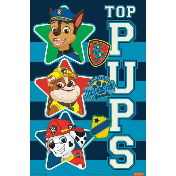 Nickelodeon Paw Patrol - Top Pups Wall Poster, 22.375" x 34", Framed