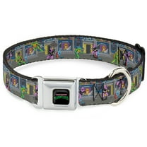 Nickelodeon Pet Collar, Dog Collar Metal Seatbelt Buckle, Ninja Turtles Battle Purple Foot Soldier Video Game Scene, 9.5 to 13 Inches 1.0 Inch Wide
