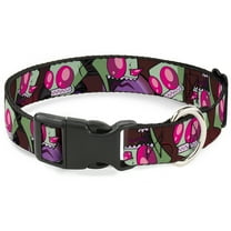 Nickelodeon Pet Collar, Dog Collar Plastic Buckle, Invader Zim Close Up Poses Reds, 7 to 8.5 Inches 0.5 Inch Wide