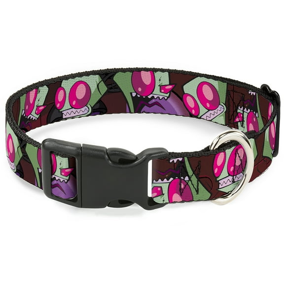 Nickelodeon Pet Collar, Dog Collar Plastic Buckle, Invader Zim Close Up Poses Reds, 7 to 8.5 Inches 0.5 Inch Wide