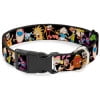 Nickelodeon Pet Collar, Dog Collar Plastic Buckle, Nick 90s Character Poses Black, 9.5 to 14.5 Inches 0.5 Inch Wide