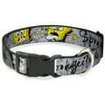 thumbnail image 1 of Nickelodeon Pet Collar, Dog Collar Plastic Buckle, SpongeBob Poses Spongeitude Grays Black, 15 to 24 Inches 1.0 Inch Wide, 1 of 6