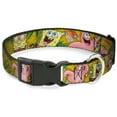 thumbnail image 1 of Nickelodeon Pet Collar, Dog Collar Plastic Buckle, Spongebob Patrick Starfish Poses Pineapple Gold, 11 to 16.5 Inches 1.0 Inch Wide, 1 of 6
