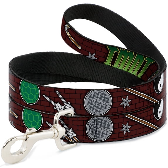 Nickelodeon Pet Leash, Dog Leash, Classic TMNT Gear Elements Brick Wall, 6 Feet Long 1.0 Inch Wide