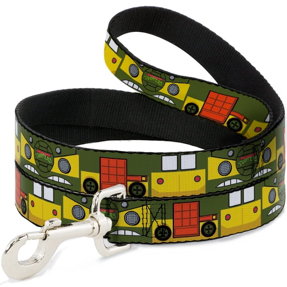 Nickelodeon Pet Leash, Dog Leash, Classic TMNT Ninja Turtles Party Van All Sides Green Multi, 4 Feet Long 1.0 Inch Wide