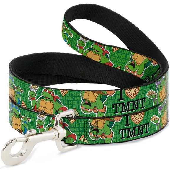 Nickelodeon Pet Leash, Dog Leash, I Heart TMNT Classic Turtles Pizza Green, 4 Feet Long 1.0 Inch Wide