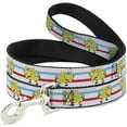 thumbnail image 1 of Nickelodeon Pet Leash, Dog Leash, Mocking Spongebob Pose Stripe White Blue Red, 4 Feet Long 1.0 Inch Wide, 1 of 4
