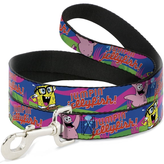 Nickelodeon Pet Leash, Dog Leash, Nerd Spongebob Patrick Starfish Running Jumpin Jellyfish, 4 Feet Long 1.0 Inch Wide