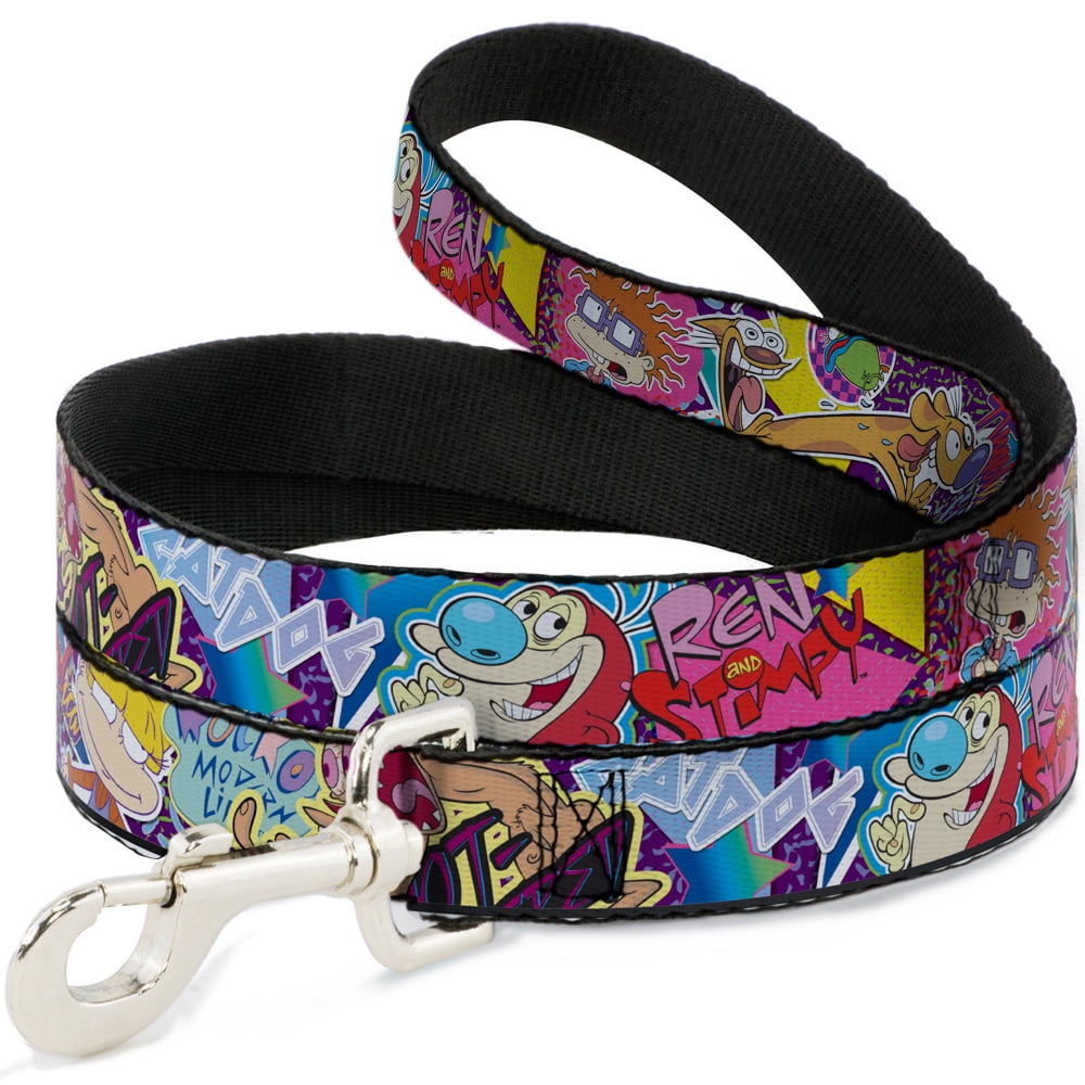 Nickelodeon Pet Leash, Dog Leash, Nick 90s Rewind Characters and Logo Collage, 4 Feet Long 1.0 Inch Wide