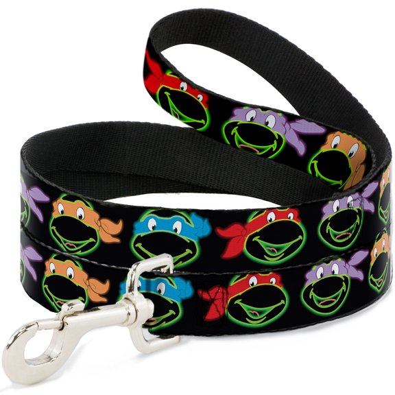 Nickelodeon Pet Leash, Dog Leash, Ninja Turtles Electric Expressions Black Multi Neon, 4 Feet Long 1.0 Inch Wide