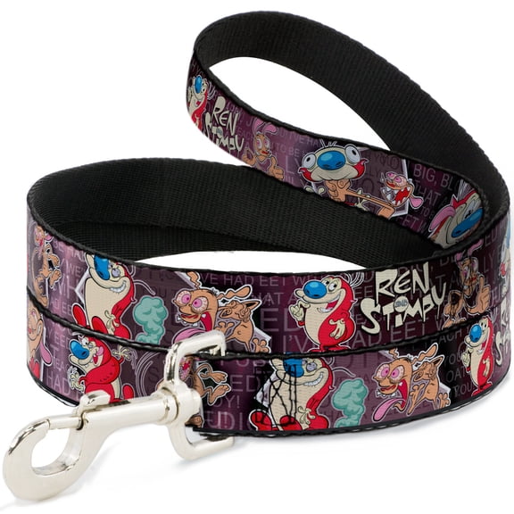 Nickelodeon Pet Leash, Dog Leash, Ren Stimpy Poses Text Purples, 4 Feet Long 1.0 Inch Wide