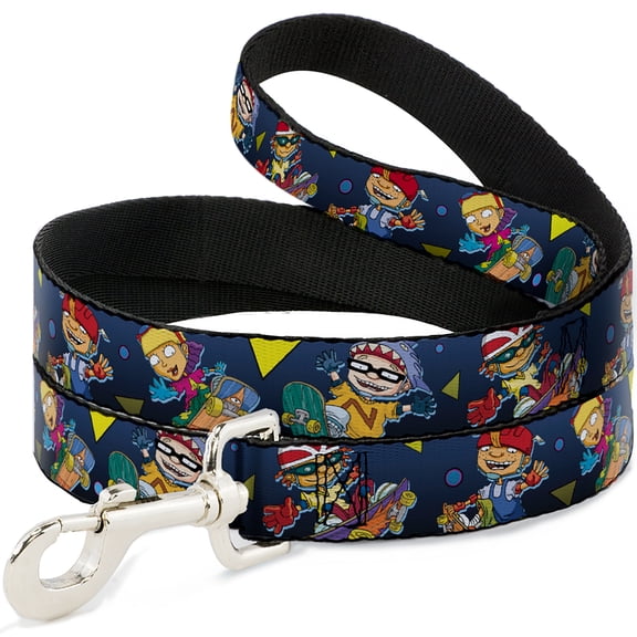 Nickelodeon Pet Leash, Dog Leash, Rocket Power Character Poses Shapes Cool Gray Multi Color, 4 Feet Long 1.0 Inch Wide