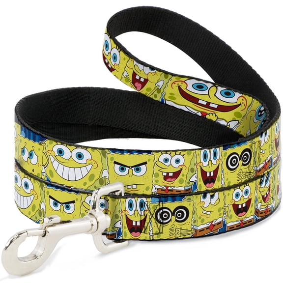 Nickelodeon Pet Leash, Dog Leash, Spongebob Expressions Stripe Blue, 6 Feet Long 1.0 Inch Wide