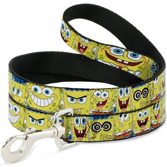 Nickelodeon Pet Leash, Dog Leash, Spongebob Expressions Stripe Blue, 6 Feet Long 1.5 Inch Wide