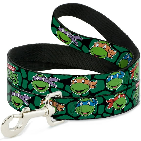Nickelodeon Pet Leash, Dog Leash, TMNT Teenage Mutant Ninja Turtles Faces Green Turtle Shell, 4 Feet Long 1.0 Inch Wide