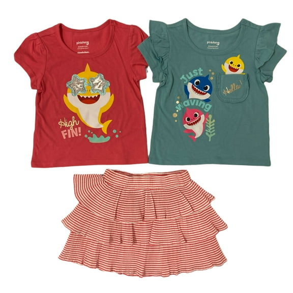 Nickelodeon Pinkfong Girl's Baby Shark 3 Piece Skirt Set (2T)