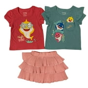Nickelodeon Pinkfong Girl's Baby Shark 3 Piece Skirt Set (4T)
