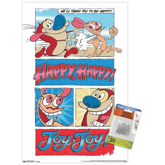 Nickelodeon Ren And Stimpy Wall Poster with Push Pins, 14.725" x 22.375"