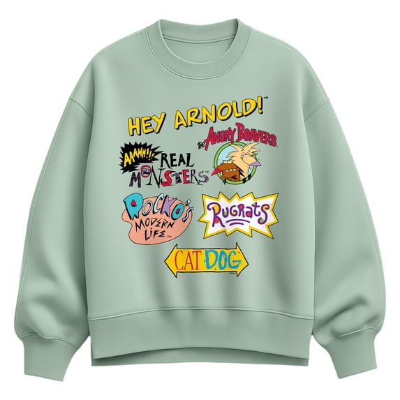 Nickelodeon - Retro Nick Logos Oversized Fleece Crew Sweatshirt