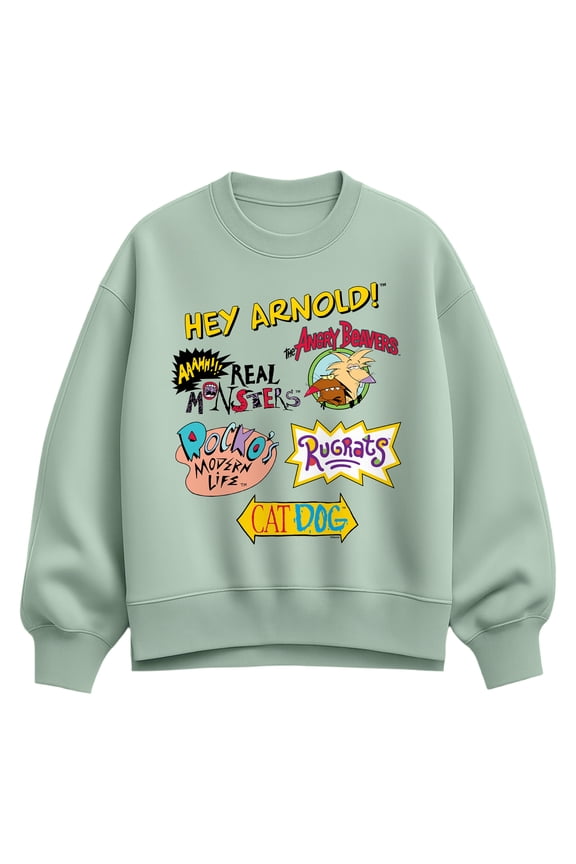 - Retro Nick Logos - Ladies Oversized Fleece Crew Sweatshirt