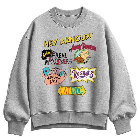 Nickelodeon - Retro Nick Logos Oversized Fleece Crew Sweatshirt