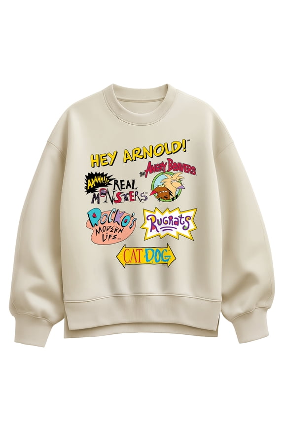 - Retro Nick Logos - Ladies Oversized Fleece Crew Sweatshirt
