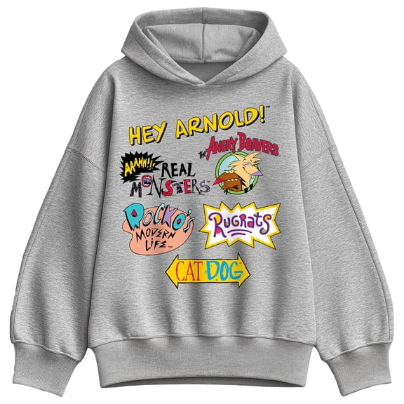 Nickelodeon - Retro Nick Logos - Ladies Oversized Fleece Hoodie Sweatshirt