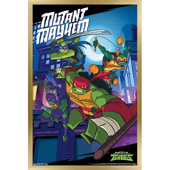 Nickelodeon Rise of The Teenage Mutant Ninja Turtles - Mayhem Wall Poster, 22.375" x 34", Framed