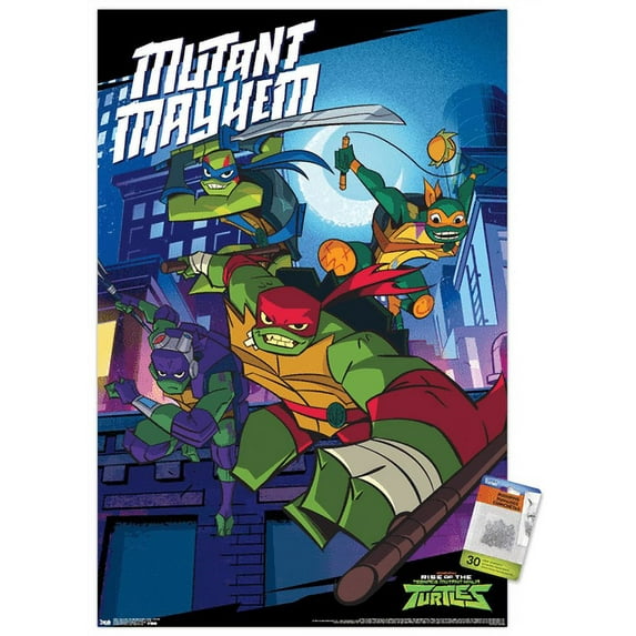 Nickelodeon Rise of The Teenage Mutant Ninja Turtles - Mayhem Wall Poster with Push Pins, 22.375" x 34"