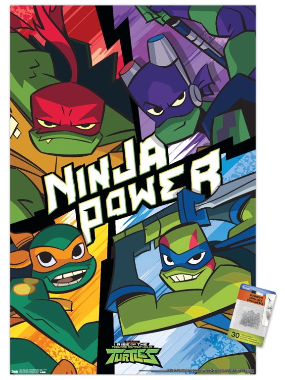 Nickelodeon Rise of The Teenage Mutant Ninja Turtles - Turtles Wall Poster with Push Pins, 22.375" x 34"