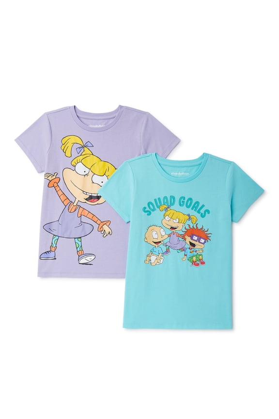 Rugrats Girls Short Sleeve T-Shirts, 2-Pack, Sizes 4-16