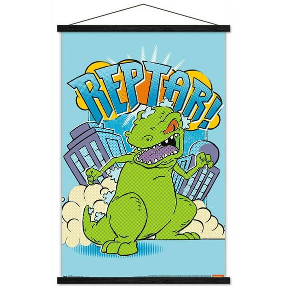 Nickelodeon Rugrats - Reptar Wall Poster with Wooden Magnetic Frame, 22.375" x 34"