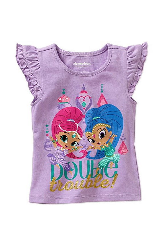 Nickelodeon Shimmer and Shine Toddler Little Girls Tee Shirt, Purple, 2T