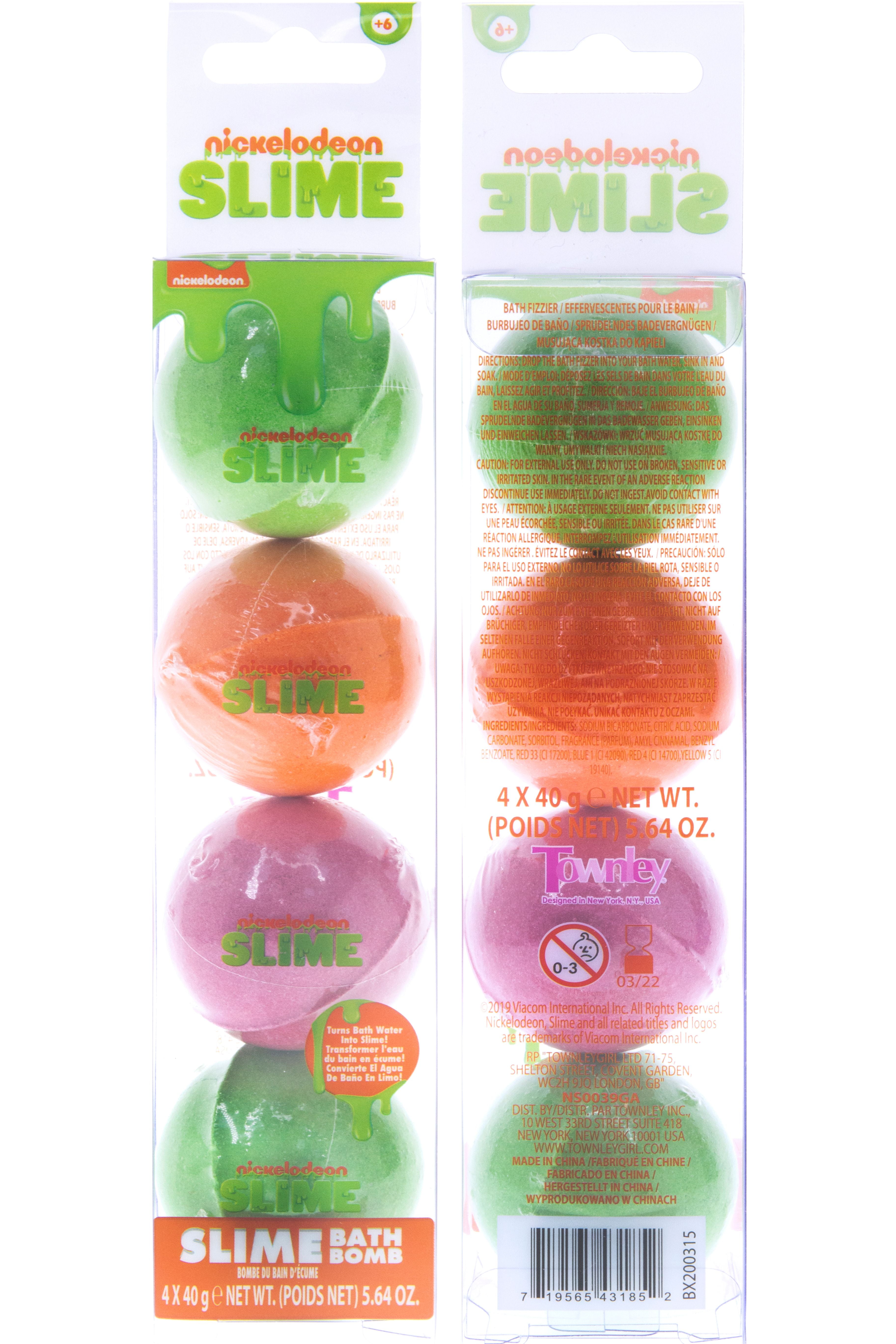 Nickelodeon Slime 4 Pack of Bath Bombs By Townley