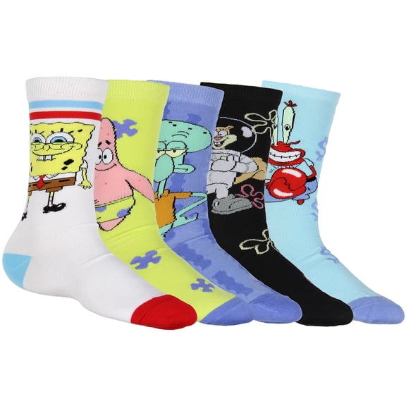 Nickelodeon Socks Spongebob SquarePants Socks Men's Bikini Bottom Bunch 5-Pair Crew Socks