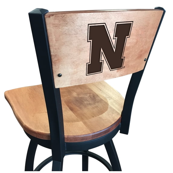 L038 Nebraska 25" Swivel Counter Stool with Black Wrinkle Finish and a Laser Engraved Back