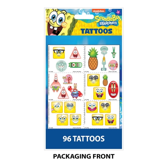 Nickelodeon Sponge Bob Tear and Share Tattoos, 24 Count