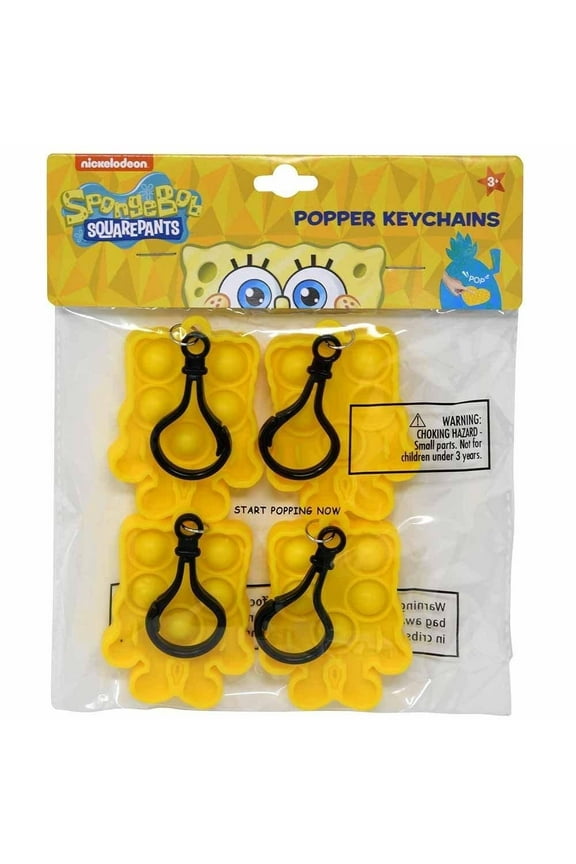 SpongeBob Fidget Pop Toy Keychain, 4-Pack