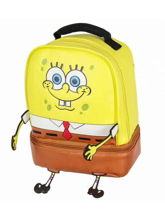 Nickelodeon SpongeBob SquarePants Character Face Dual Compartment Lunch Box Bag 9"