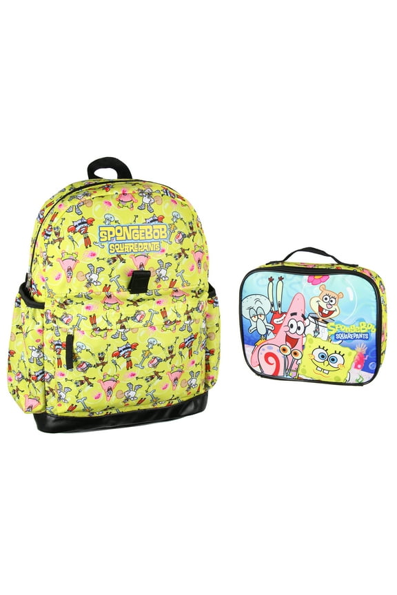 Nickelodeon SpongeBob SquarePants Characters 2 Pc Lunch Box Backpack Bag Set