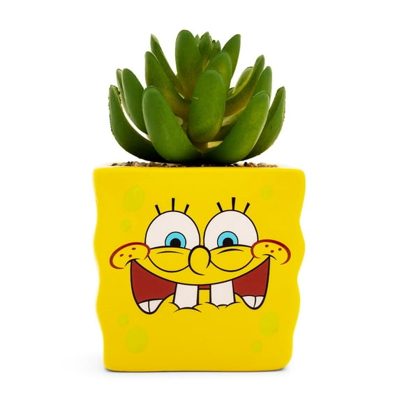 Nickelodeon SpongeBob SquarePants Face Mini Planter With Artificial Succulent