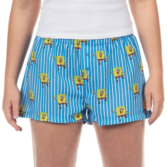 Nickelodeon SpongeBob SquarePants PJs Women's Striped Lounge Pajama Boxer Shorts