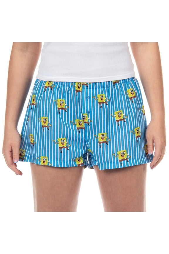 Nickelodeon SpongeBob SquarePants PJs Women's Striped Lounge Pajama Boxer Shorts